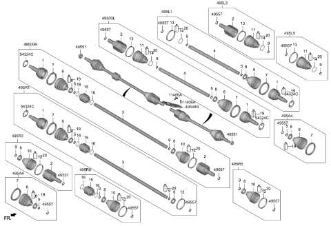 2009 Hyundai Accent Boot Kit-Diff Side,LH Diagram for 495L5-AA600