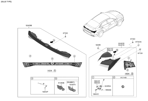2022 Hyundai Elantra Lamp Assembly-Rear Comb Outside,RH Diagram for 92402-AA020