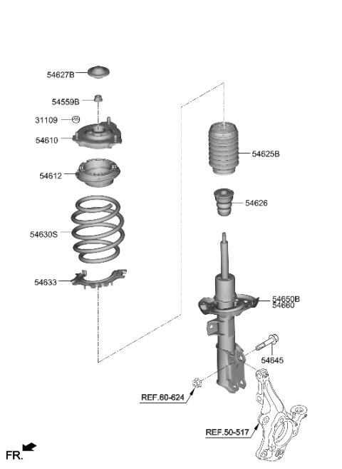 2021 Hyundai Elantra STRUT Assembly-FR,RH Diagram for 54651-AA720