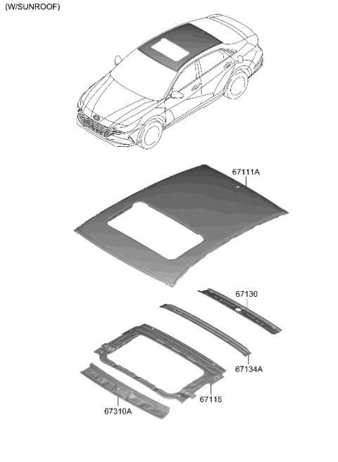 2009 Hyundai Accent Ring Assembly-SUNROOF REINF Diagram for 67115-AA050