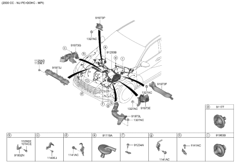 2023 Hyundai Elantra Wiring Assembly-FRT Diagram for 91250-AA350