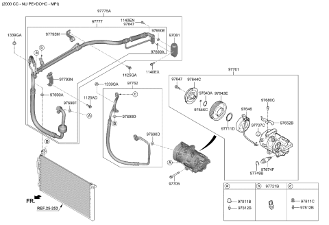 2009 Hyundai Accent PULLEY Assembly-A/CON Compressor Diagram for 97643-AA250