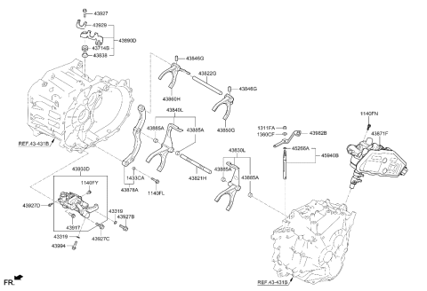 2021 Hyundai Elantra LEVER ASSY-REVERSE SHIFT Diagram for 43850-32610