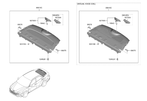 2023 Hyundai Elantra Korean made Rear Package Tray Diagram