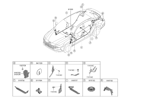 2021 Hyundai Elantra Wiring Assembly-Floor Diagram for 91510-AA170