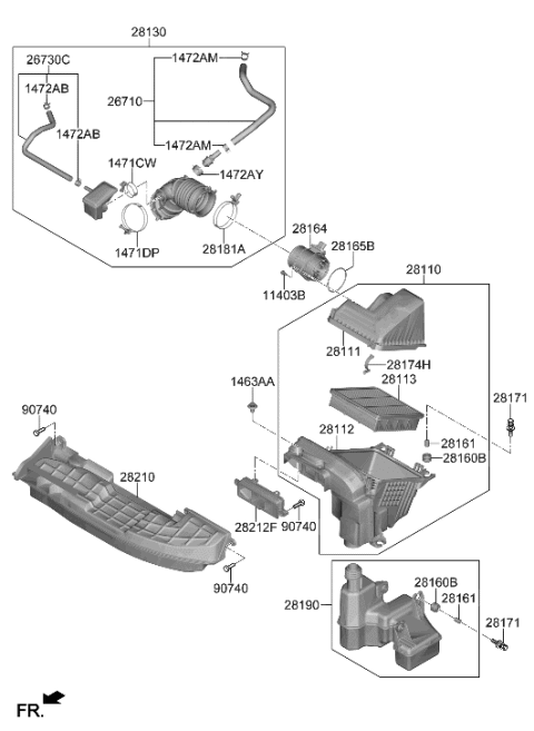 2021 Hyundai Elantra Korean made Air Cleaner Diagram 1