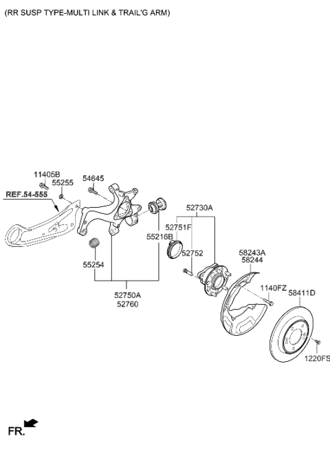 2022 Hyundai Elantra Rear Wheel Hub And Bearing Assembly Diagram for 52730-K2000