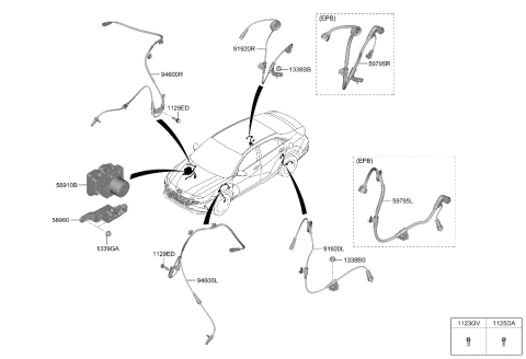 2021 Hyundai Elantra Hydraulic Unit Assembly Diagram for 58910-AA500