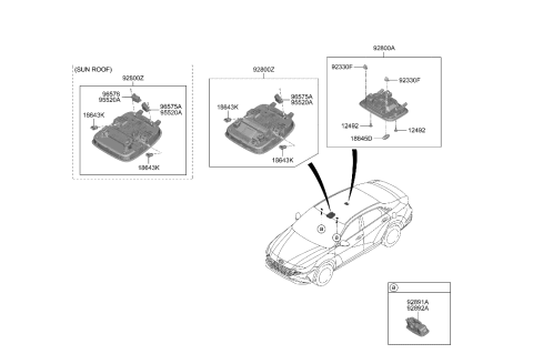 2021 Hyundai Elantra Lamp Assembly-Room Diagram for 92850-AA000-NNB