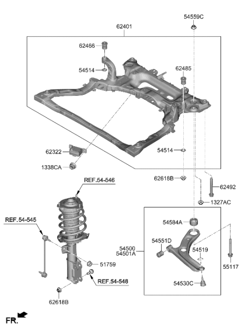 2022 Hyundai Elantra Front Suspension Crossmember Diagram
