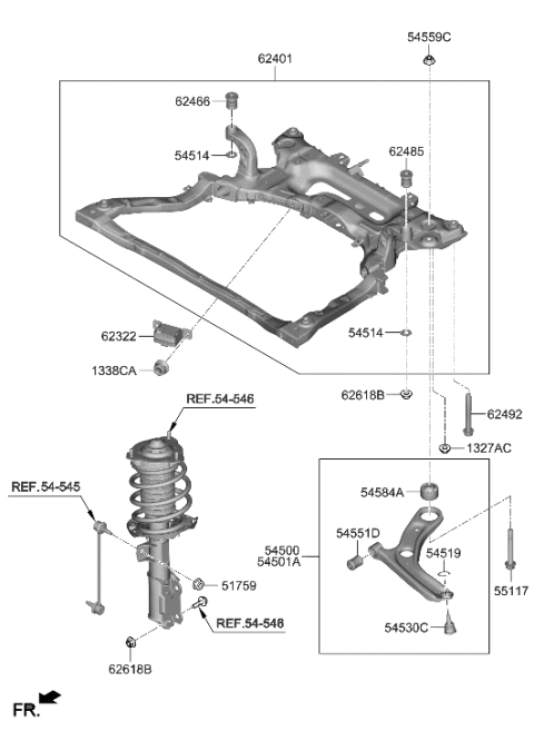 2023 Hyundai Elantra Front Suspension Crossmember Diagram