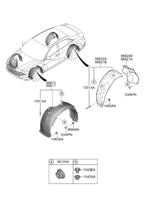 2021 Hyundai Elantra Guard Assy-Front Wheel,Lh Diagram for 86811-AA000