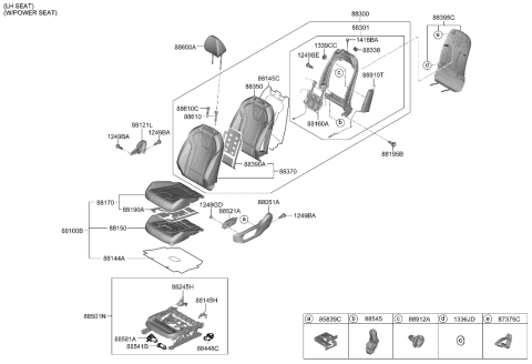2014 Hyundai Accent Switch Assembly-Power FR Seat LH Diagram for 88070-L1410-YFR