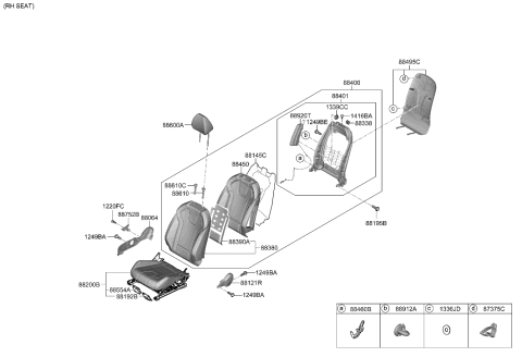 2021 Hyundai Elantra Shield Cover Assembly-FR Seat OTR Diagram for 88021-AA000-NNB
