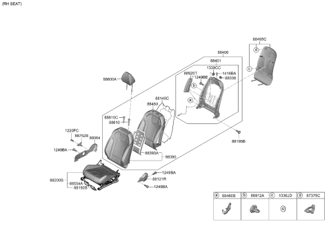 2009 Hyundai Accent Knob-Front Seat Recliner,RH Diagram for 88291-AA000-NNB