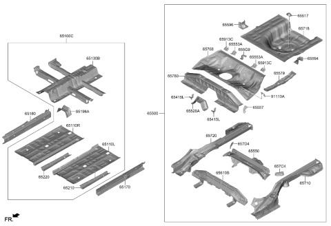 2009 Hyundai Accent Panel Assembly-Rear Floor,RR Diagram for 65513-AA001