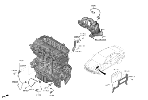 2009 Hyundai Accent Sensor-Knock Diagram for 39250-2M400