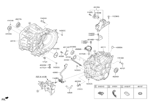 2009 Hyundai Accent Case-Manual Transmission Diagram for 43111-32400