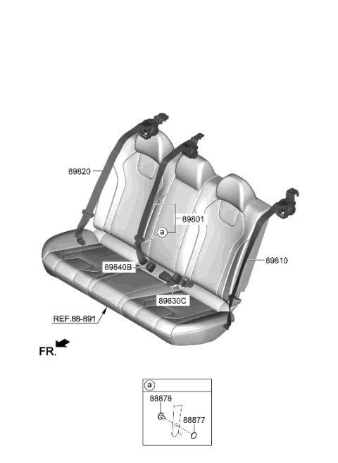 2021 Hyundai Elantra Buckle Assembly-RR S/BELT,RH Diagram for 89840-AA000-YFR