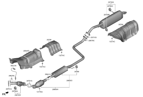 2021 Hyundai Elantra Muffler & Exhaust Pipe Diagram 2