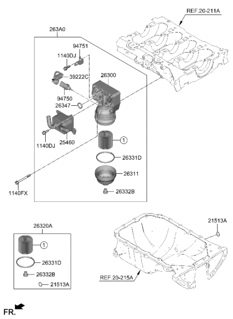 2014 Hyundai Accent Filter Module Assembly-Oil Diagram for 263A0-2J300