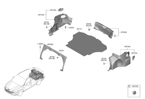 2021 Hyundai Elantra Korean made Luggage Compartment Diagram