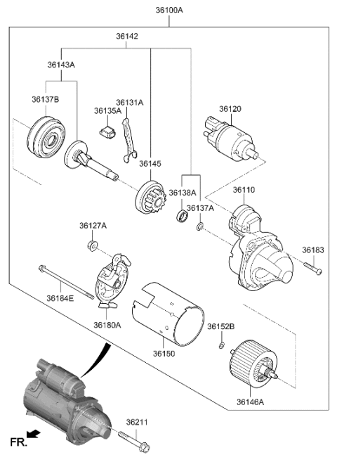 2011 Hyundai Accent Switch Assembly-Starter Magnetic Diagram for 36120-2J101