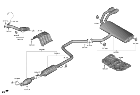 2021 Hyundai Elantra Muffler & Exhaust Pipe Diagram 1