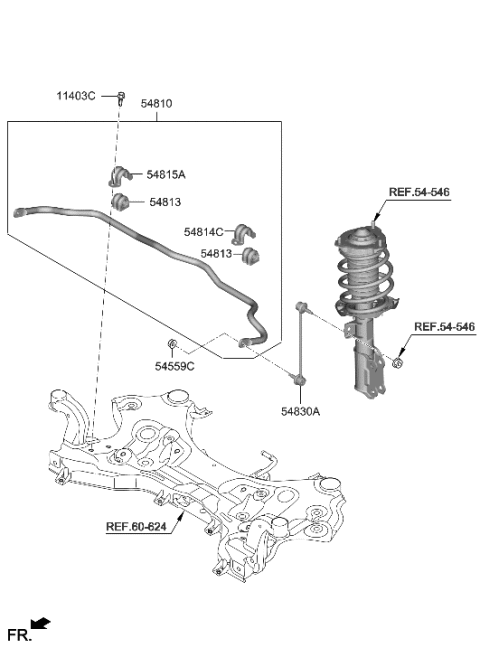 2023 Hyundai Elantra Front Suspension Control Arm Diagram