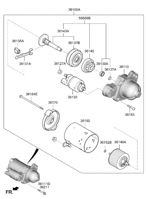 2021 Hyundai Elantra Korean made Starter Diagram 3