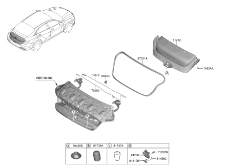 2009 Hyundai Accent W/STRIP-Trunk Lid OPNG Diagram for 81061-AA000