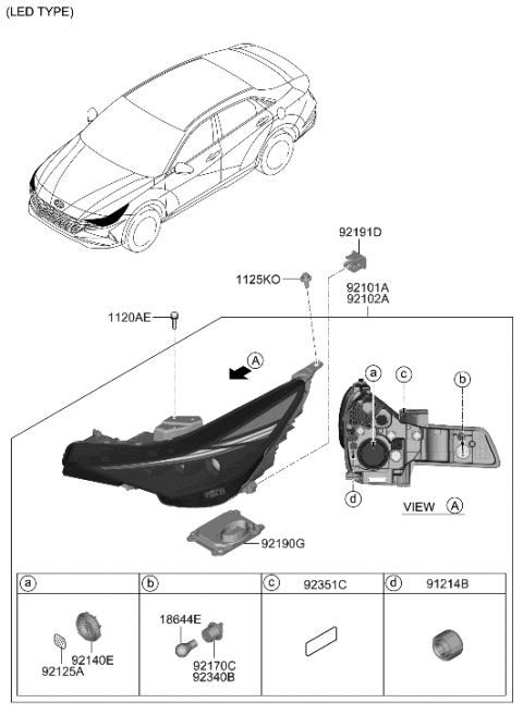 2021 Hyundai Elantra Head Lamp Diagram 2