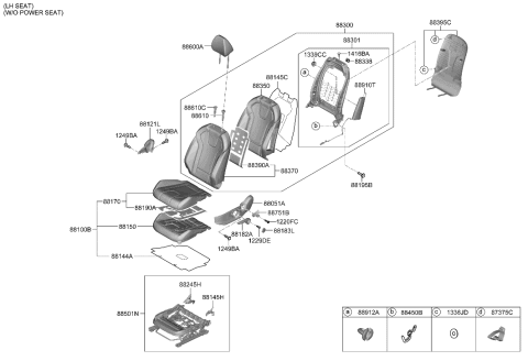 2023 Hyundai Elantra Korean made Front Seat Diagram 2