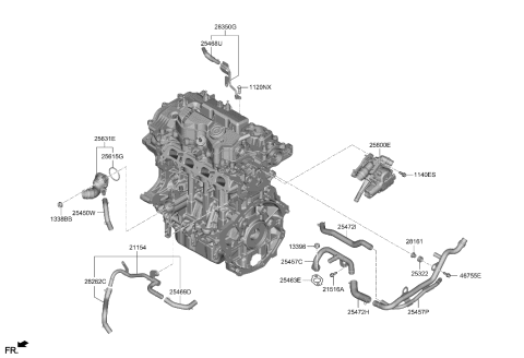 2021 Hyundai Elantra Korean made Coolant Pipe & Hose Diagram 2