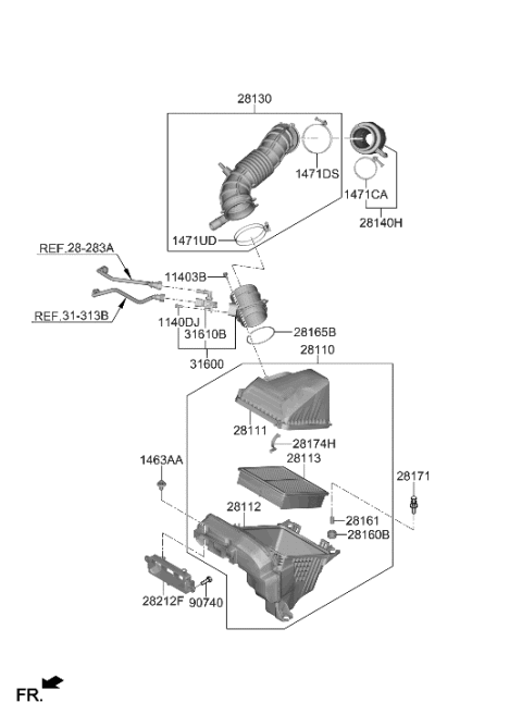 2021 Hyundai Elantra Cleaner Assembly-Air Diagram for 28110-AA150