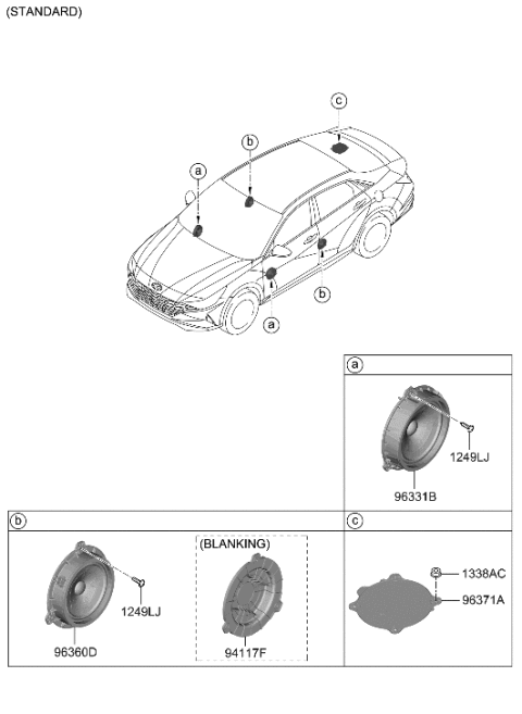 2021 Hyundai Elantra Korean made Speaker Diagram 1