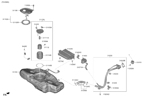 2023 Hyundai Elantra Korean made Fuel System Diagram 2