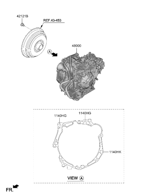 2014 Hyundai Accent TRANSAXLE Assembly-CVT Diagram for 48000-2H305