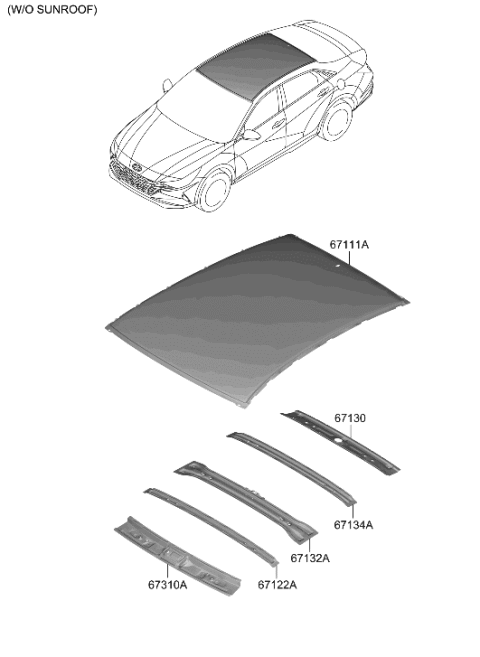 2023 Hyundai Elantra Roof Panel Diagram 1