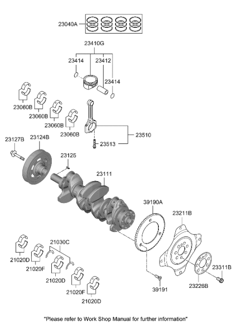 2014 Hyundai Accent Bearing Pair Set-CRK/SHF Ctr Diagram for 21030-2J000