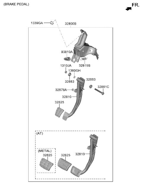2021 Hyundai Elantra Korean made Brake & Clutch Pedal Diagram 1
