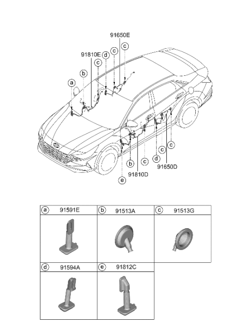 2022 Hyundai Elantra Wiring Assembly-FR Dr(Pass) Diagram for 91610-AA021