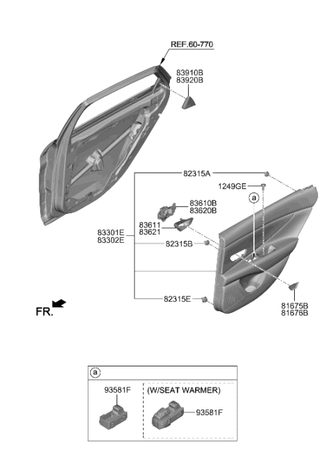 2011 Hyundai Accent Handle Assembly-Rear Door Inside,R Diagram for 83620-AA000-LM5