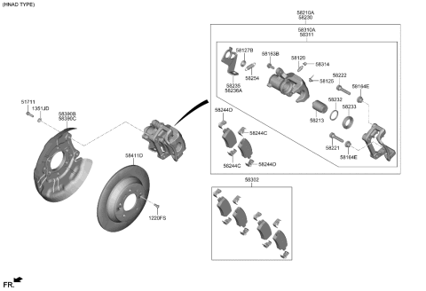 2023 Hyundai Elantra CALIPER Kit-RR Brake,LH Diagram for 58310-AAA50