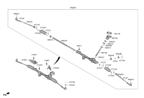 2009 Hyundai Accent Pinion Assembly-Steering Gear Box Diagram for 56512-AA100