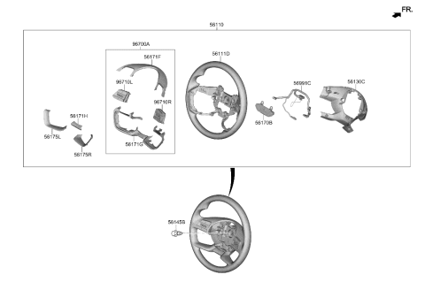 2021 Hyundai Elantra Wheel Assy-Steering Diagram for 56100-AA070-YFR