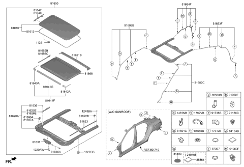 2021 Hyundai Elantra Sunroof Assembly Diagram for 81600-AA000-NNB