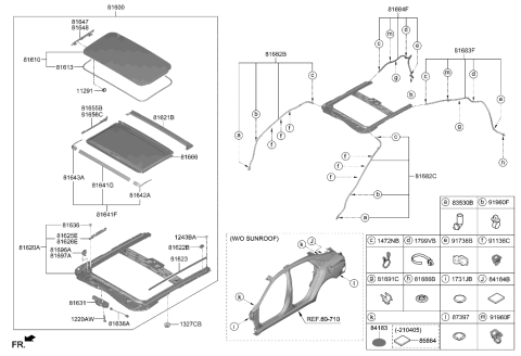 2009 Hyundai Accent Sunshade Assembly-Sunroof Diagram for 81666-F2001-NNB
