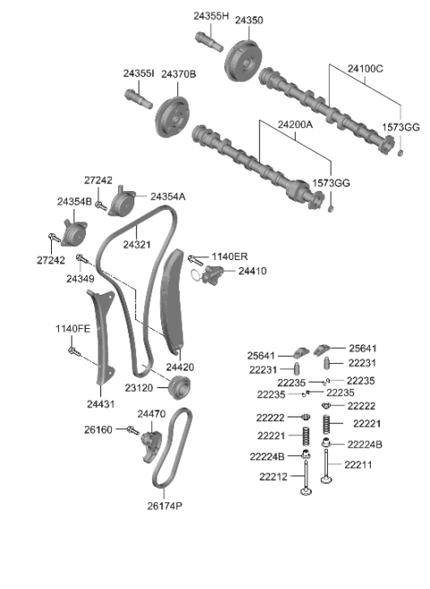 2021 Hyundai Elantra Korean made Camshaft & Valve Diagram 1