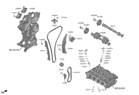 2023 Hyundai Elantra Tensioner Arm Assembly Diagram for 24420-2J000